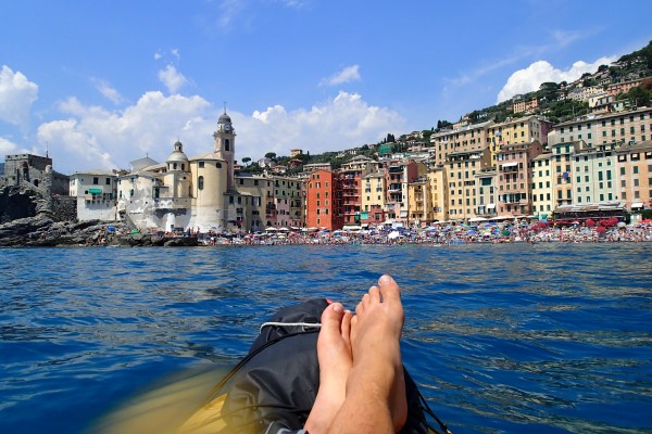 In canoa da Chiavari a Camogli